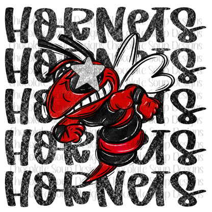 Hornets Preppy Mascot-Red Black