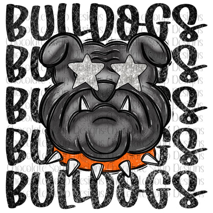 Bulldogs Preppy Mascot-Orange Black Silver