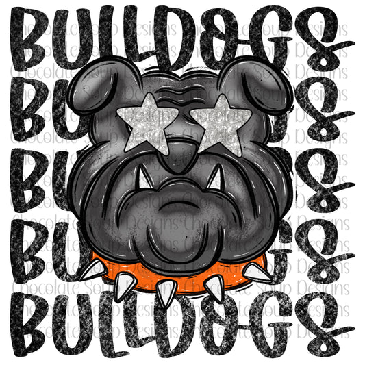 Bulldogs Preppy Mascot-Orange Black Silver