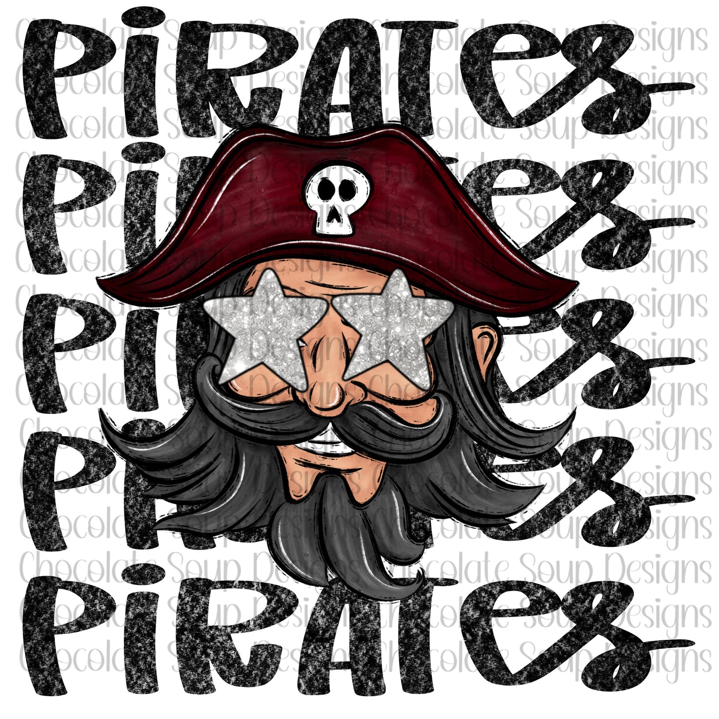 Pirates Preppy Mascot-Maroon Silver