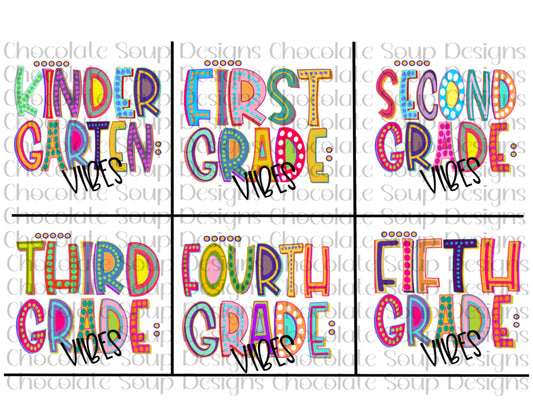 Grade Vibes Bundle PNG Kindergarten - Fifth Grade