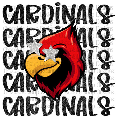 Cardinals Preppy Mascot-Red Black Silver