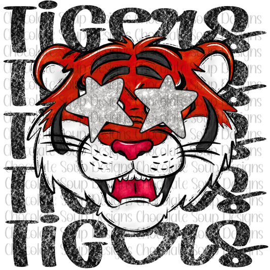 Tigers Preppy Mascot-Red Black Silver