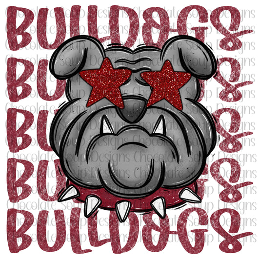 Bulldogs Preppy Mascot-Maroon Grey