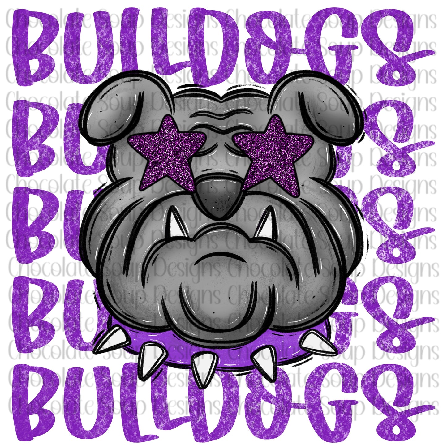 Bulldogs Preppy Mascot-Purple Gray