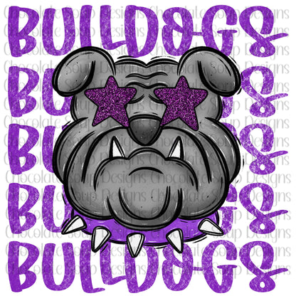 Bulldogs Preppy Mascot-Purple Gray