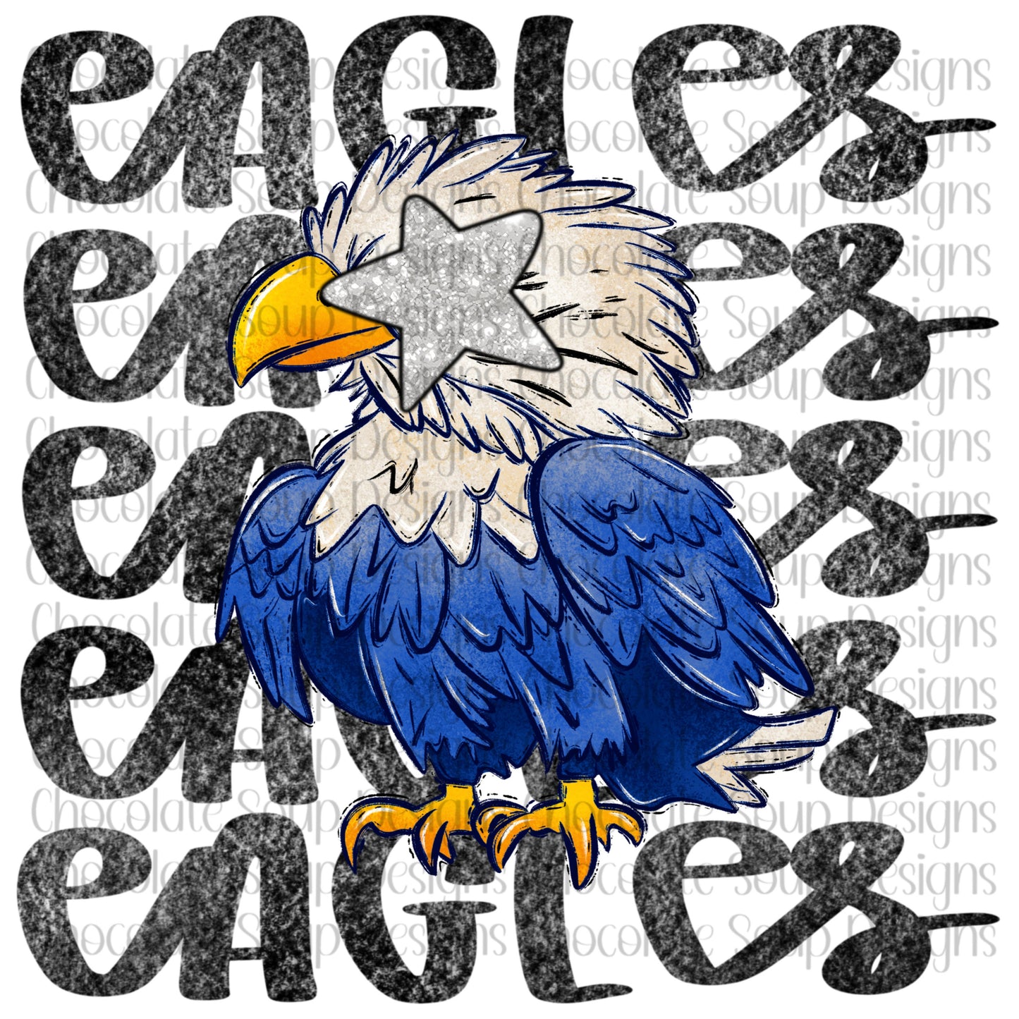 Eagles Preppy Mascot-Blue White Silver