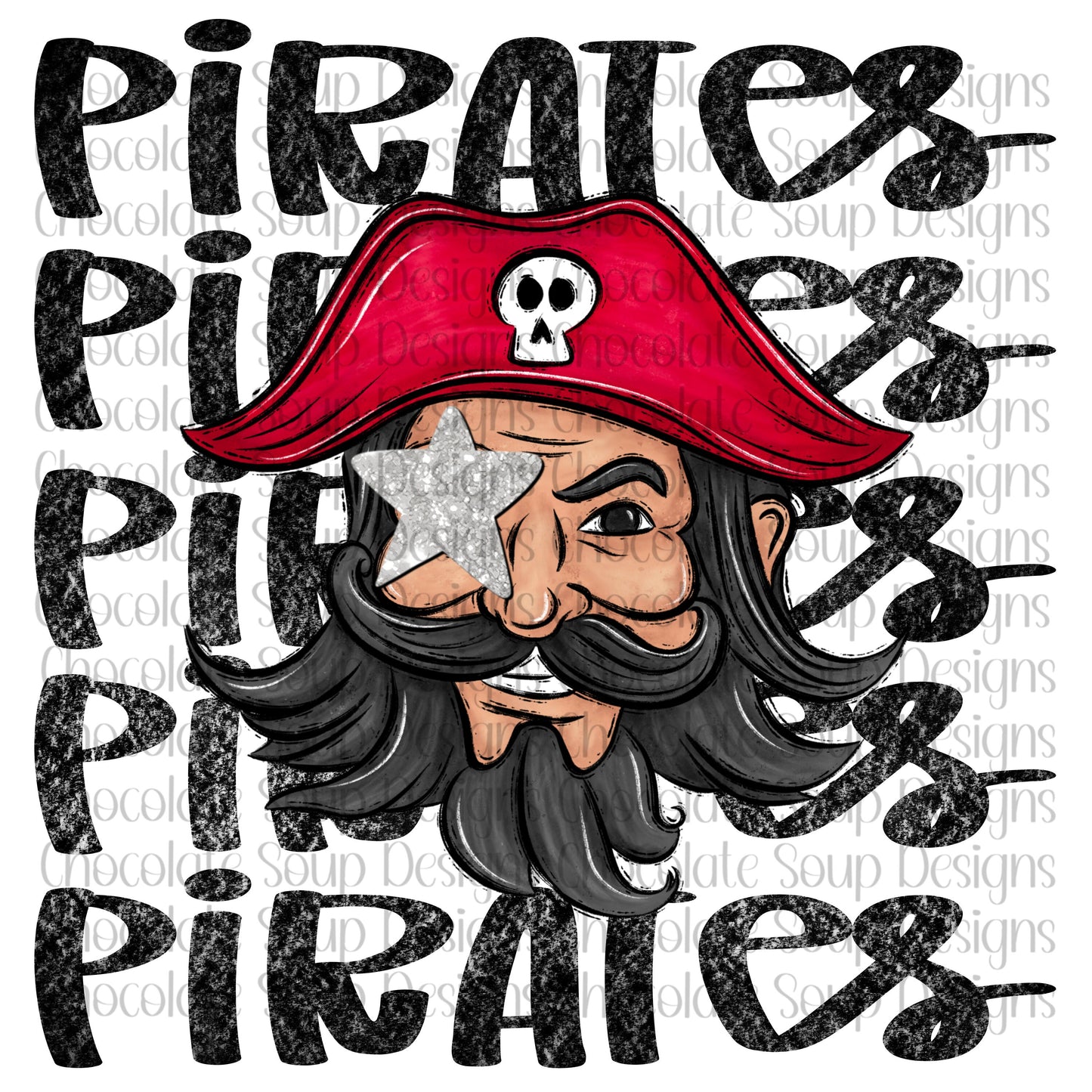 Pirates Preppy Mascot-Red Silver Eye Patch