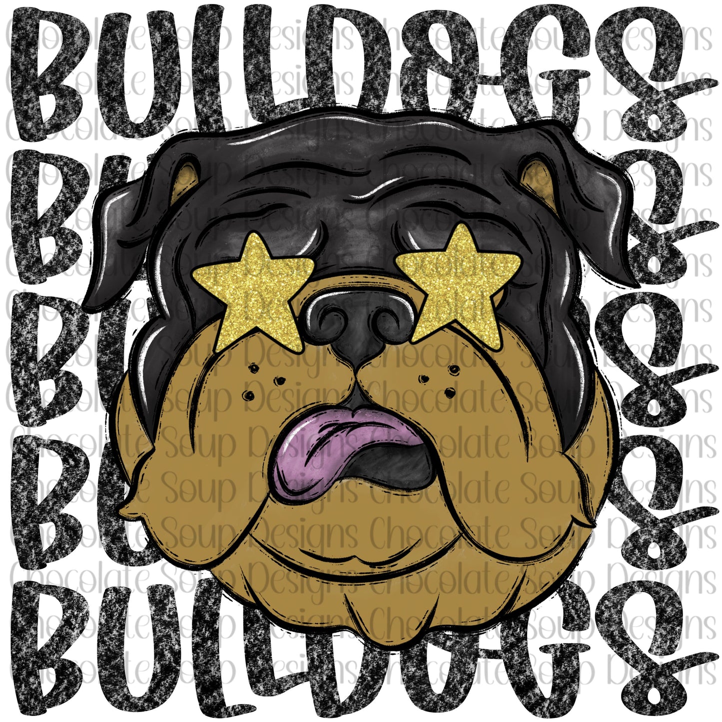 Bulldogs Preppy Mascot-Vegas Gold Black