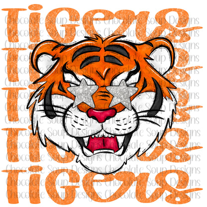 Tigers Preppy Mascot-Orange White Silver