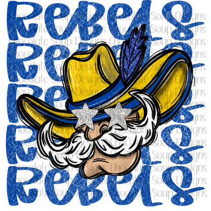 Rebels Preppy Mascot-Blue Gold