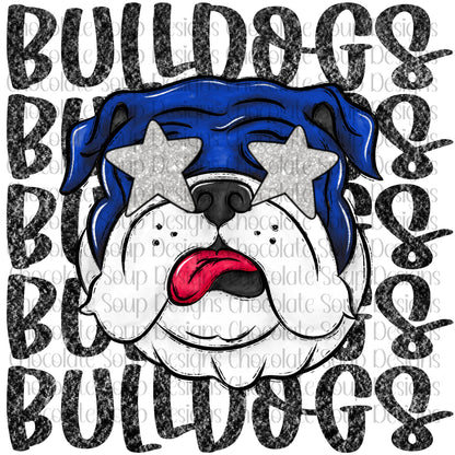 Preppy Bulldogs Mascot-Blue Silver