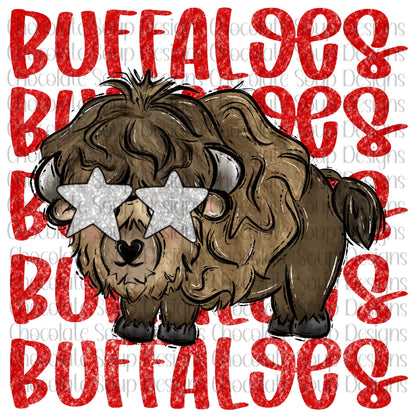 Buffaloes Preppy Mascot-Red Silver