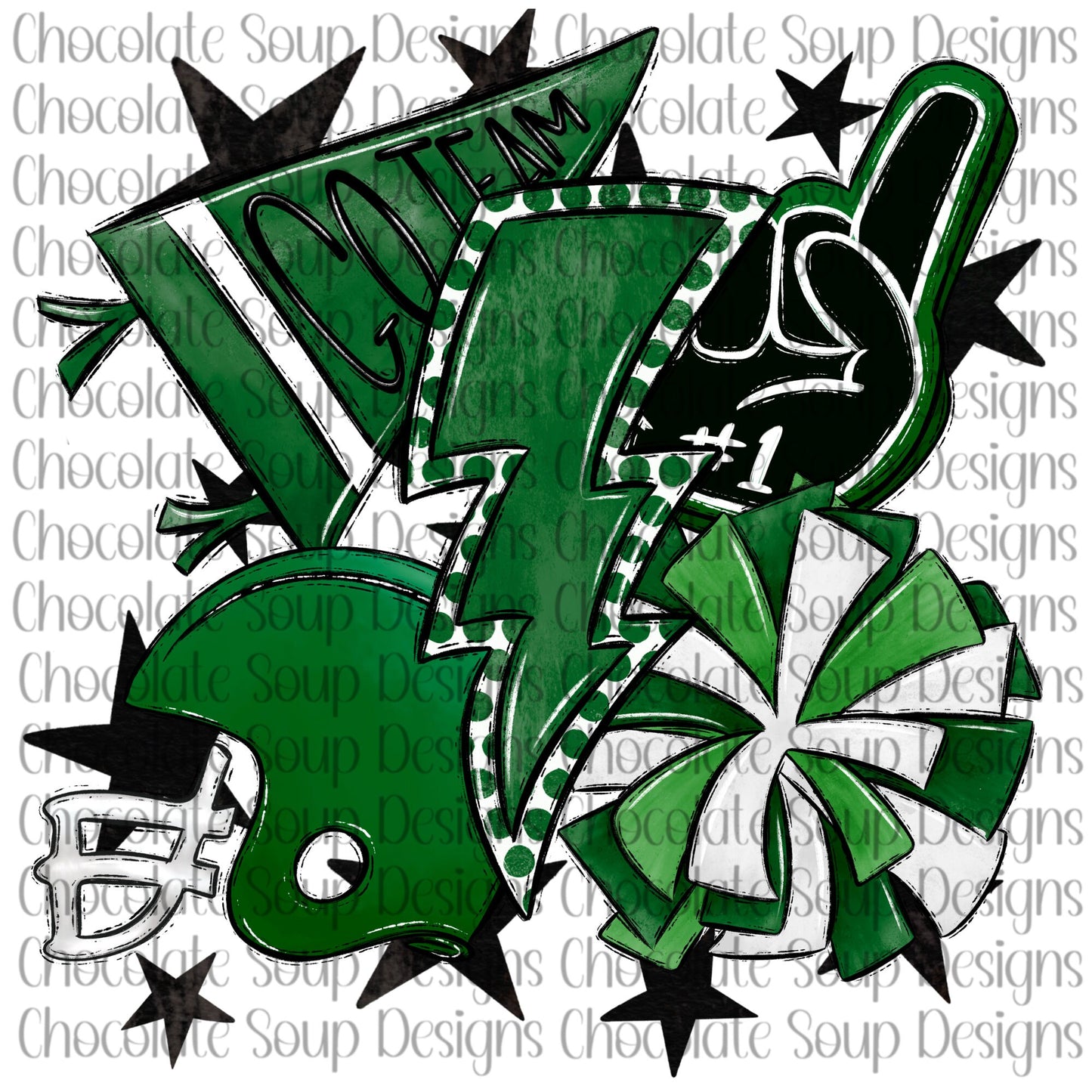 Football Collage-Dark Green