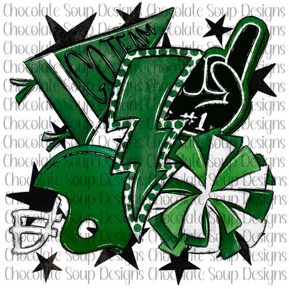 Football Collage-Dark Green