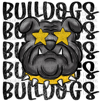 Bulldogs Preppy Mascot-Black Gold