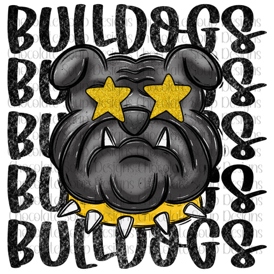 Bulldogs Preppy Mascot-Black Gold