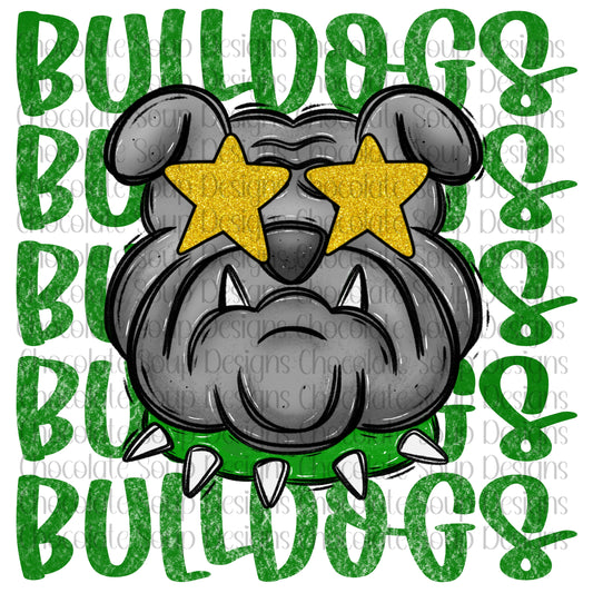 Bulldogs Preppy Mascot-Green Gold