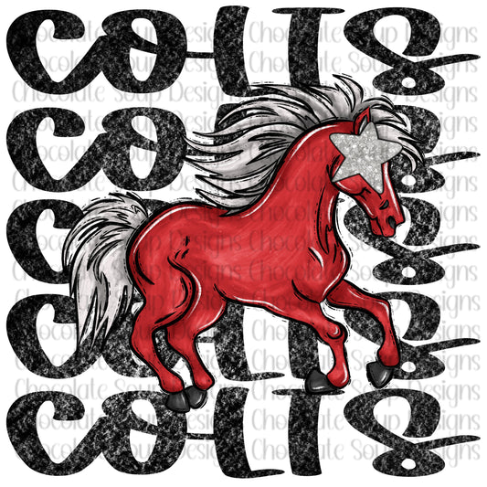 Colts Preppy Mascot-Red Black Silver