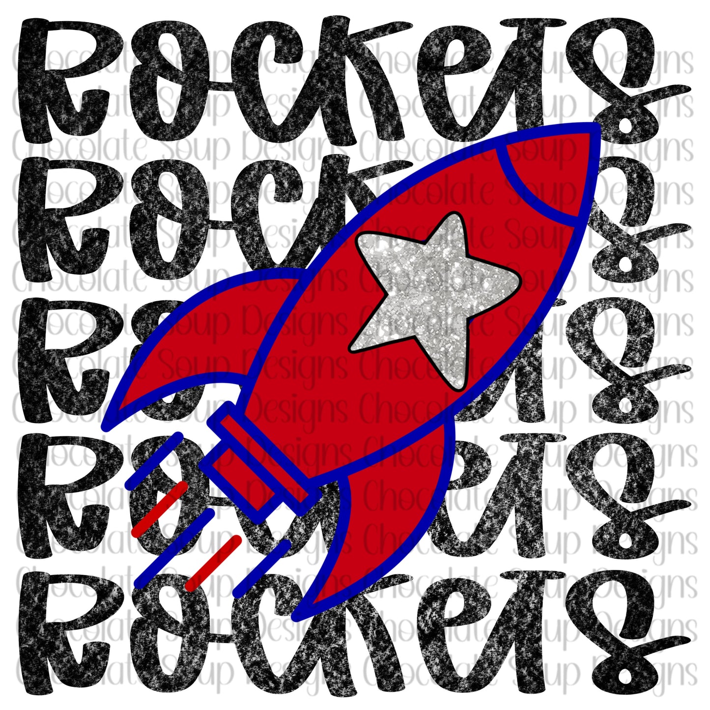 Rockets Preppy Mascot-Red Blue Silver Star