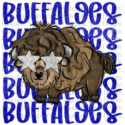 Buffaloes Preppy Mascot-Blue Silver