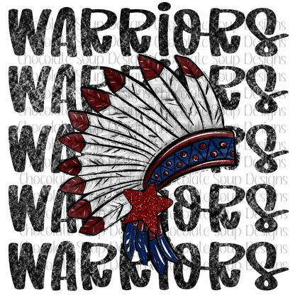 Warriors Preppy Mascot-Red Navy