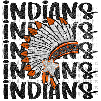 Indians Preppy Mascot-Orange Silver