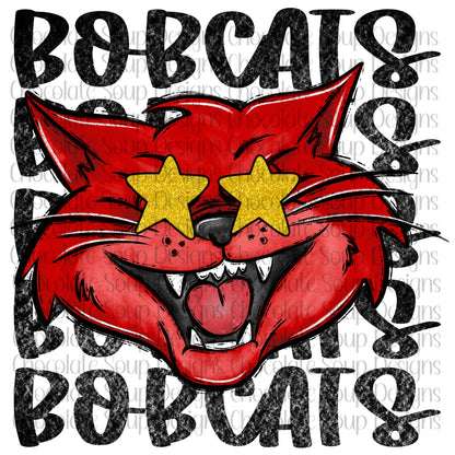 Bobcats Preppy Mascot-Red Black Gold