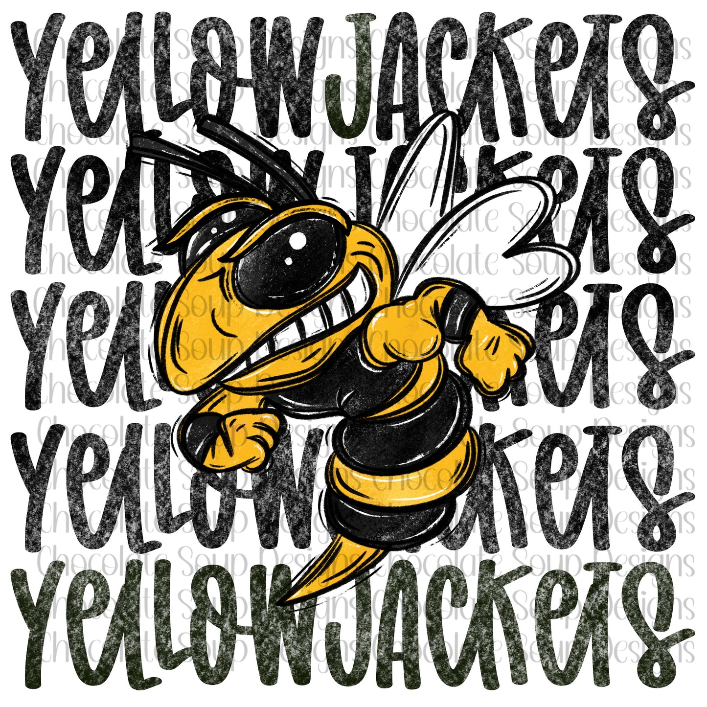 Yellowjackets Preppy Mascot-Gold Black