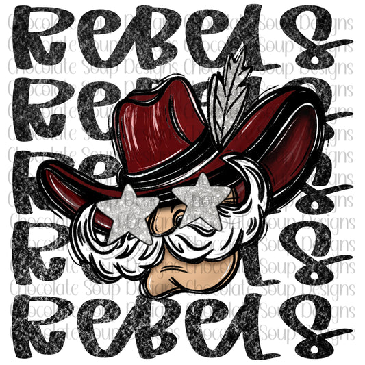 Rebels Preppy Mascot-Maroon Silver