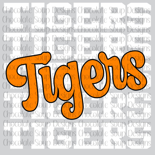 Tigers Stacked Team Name-Orange