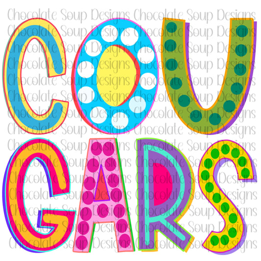 Cougars Preppy Mascot Letters