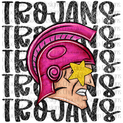 Trojans Preppy Mascot-Pink