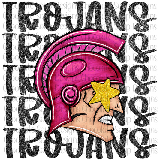 Trojans Preppy Mascot-Pink