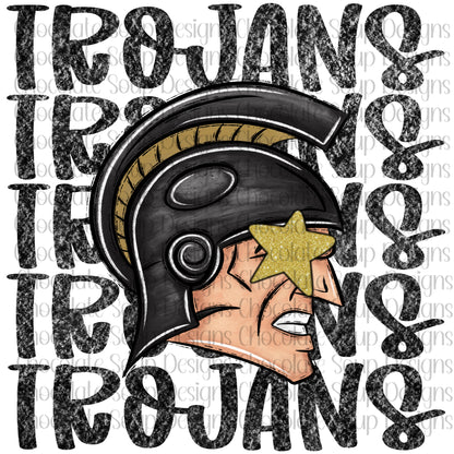 Trojans Preppy Mascot-Vegas Gold Black