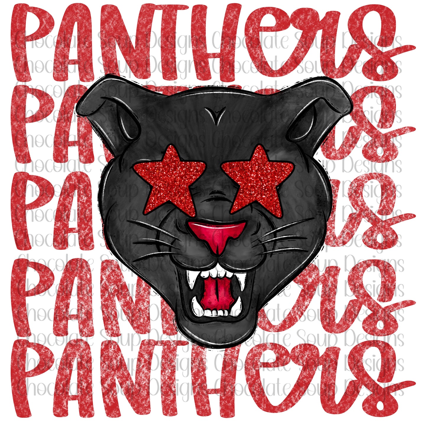 Panthers Preppy Mascot-Red Black