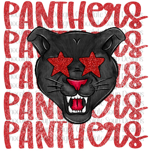 Panthers Preppy Mascot-Red Black