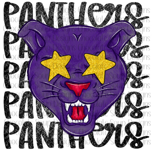 Panthers Preppy Mascot-Purple Gold