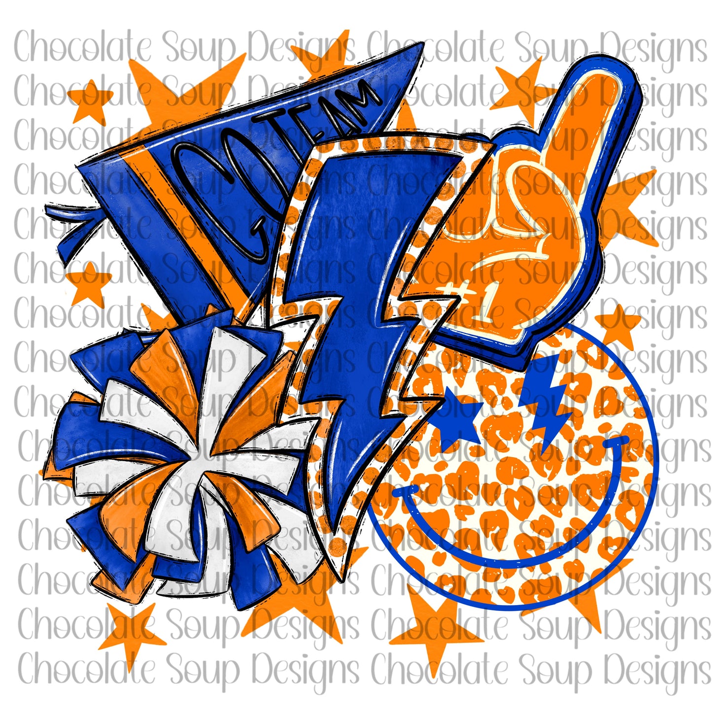 Football Collage-Blue Orange