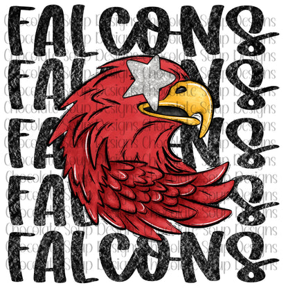 Falcons Preppy Mascot-Red Silver