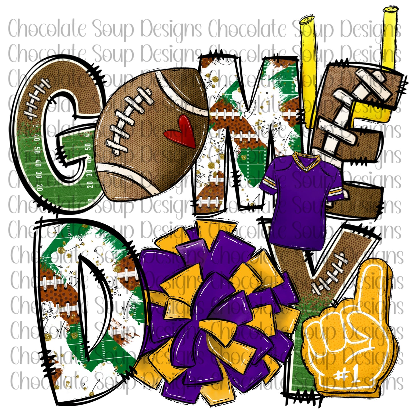 Football Game Day-Purple Gold