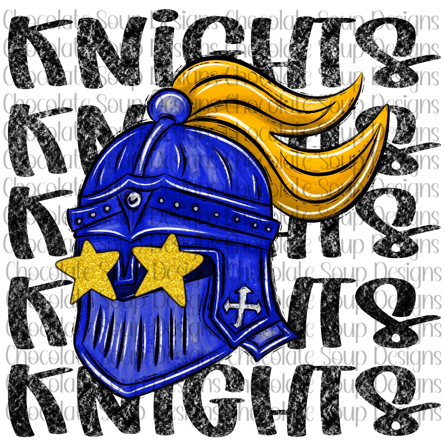 Knights Preppy Mascot-Blue Gold