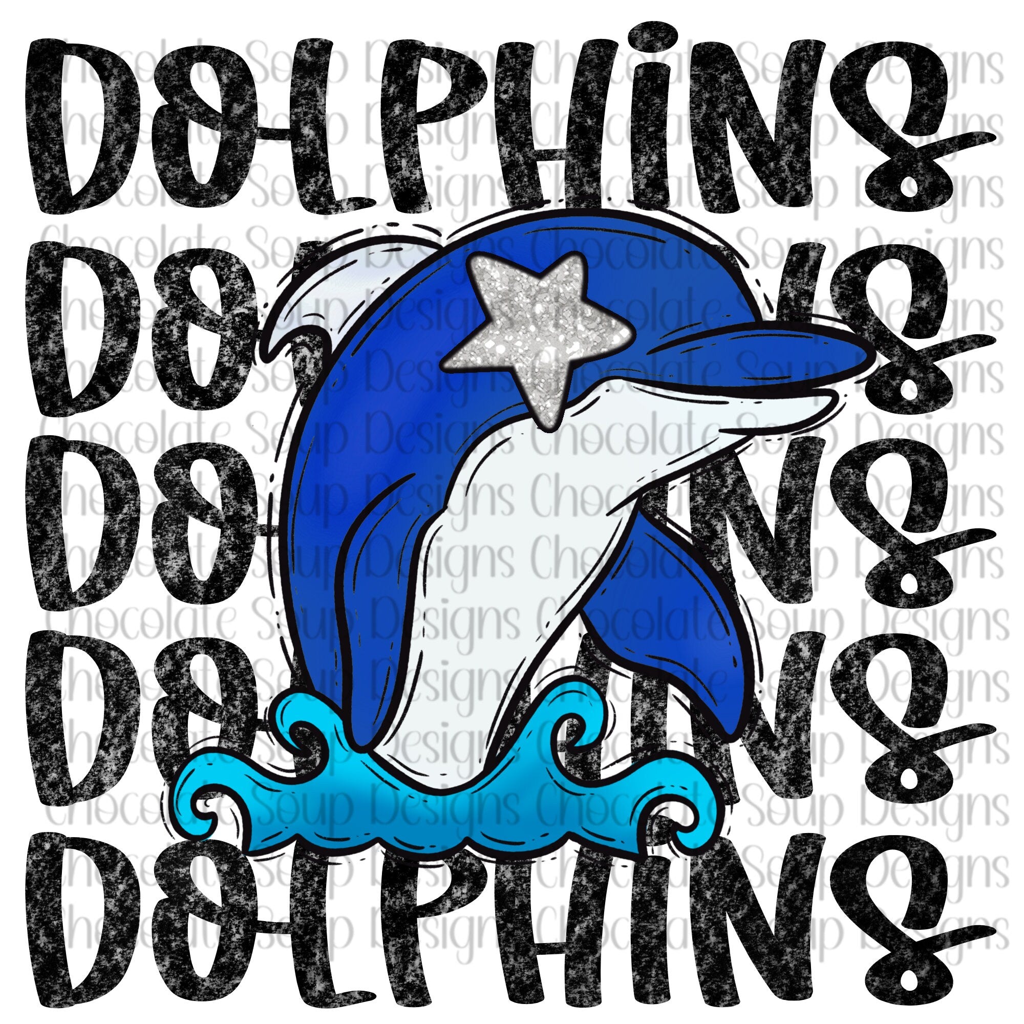 Dolphins Preppy Mascot-Blue Silver – Chocolate Soup Designs