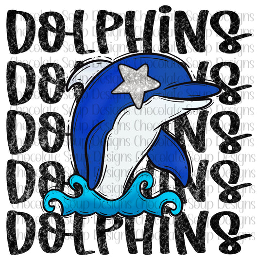 Dolphins Preppy Mascot-Blue Silver