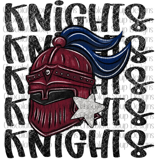 Knights Preppy Mascot-Maroon Navy Silver