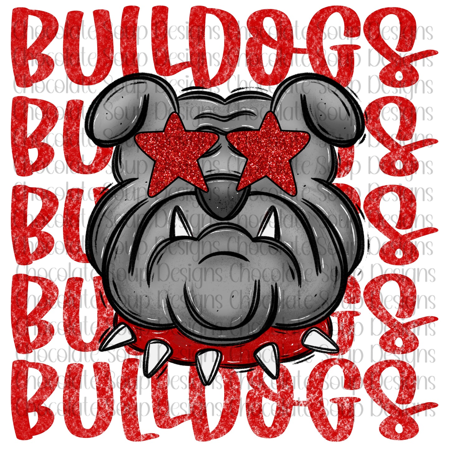 Bulldogs Preppy Mascot-Black Red