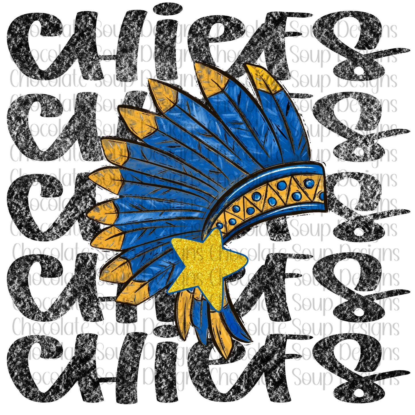 Chiefs Preppy Mascot-Blue Gold