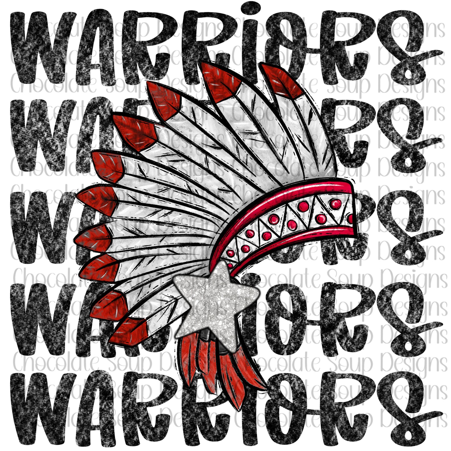 Warriors Preppy Mascot-Red Silver