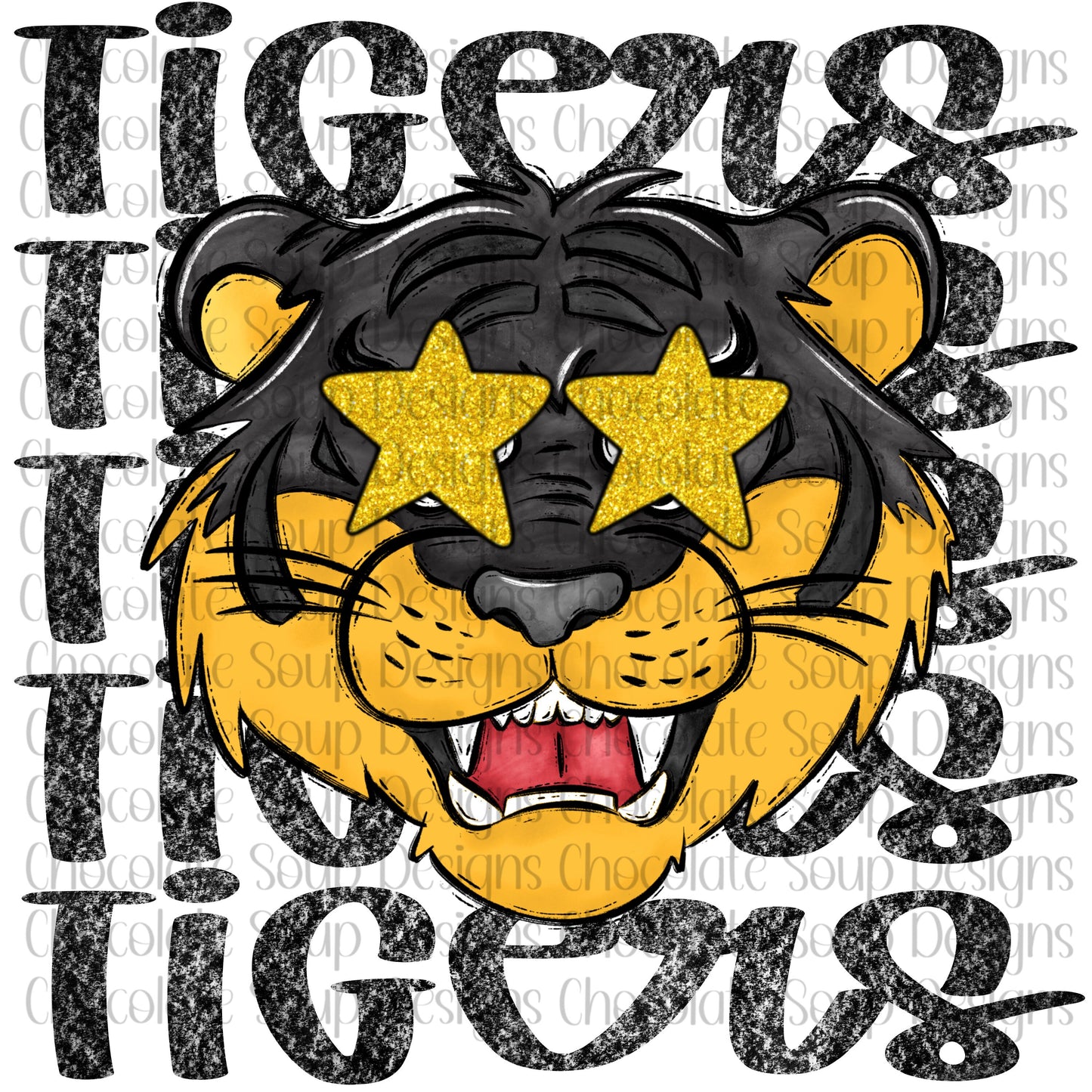 Tigers Preppy Mascot-Black Gold