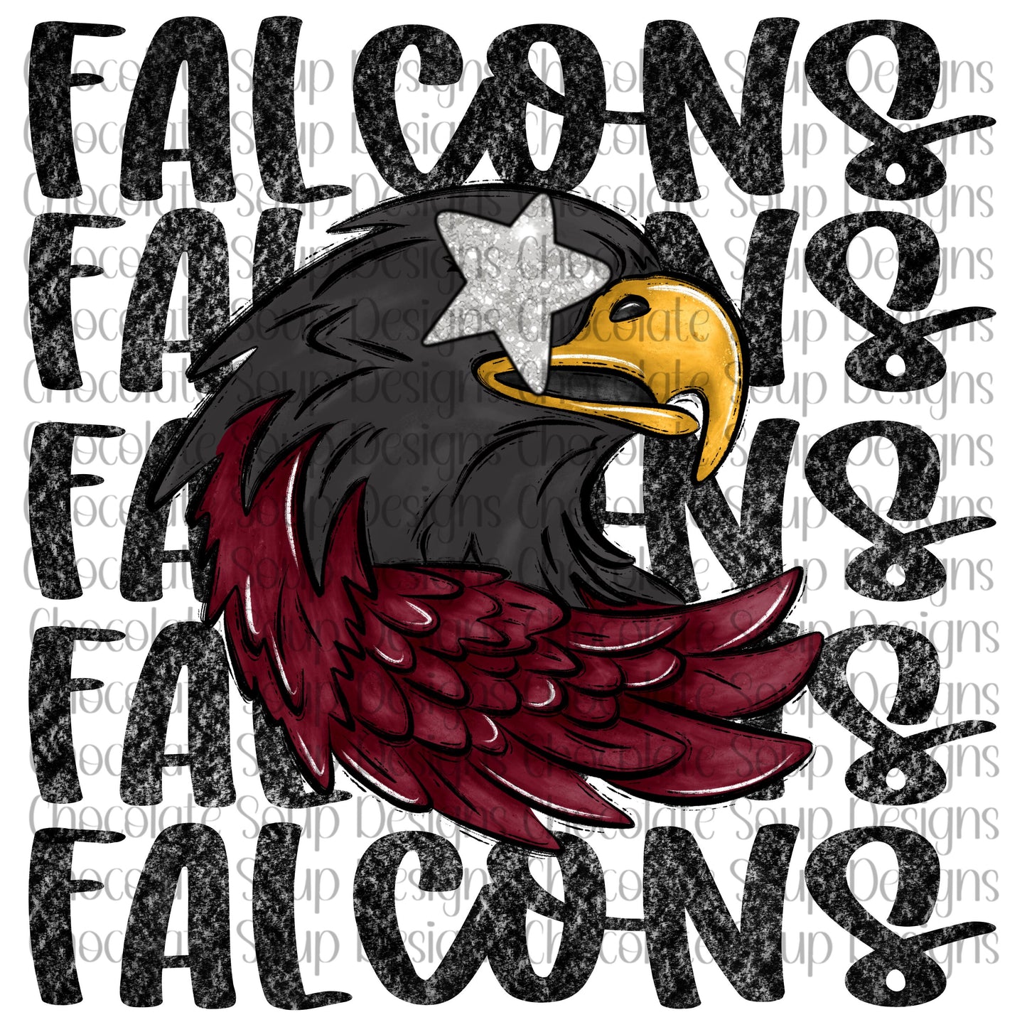 Falcons Preppy Mascot-Maroon Black Silver